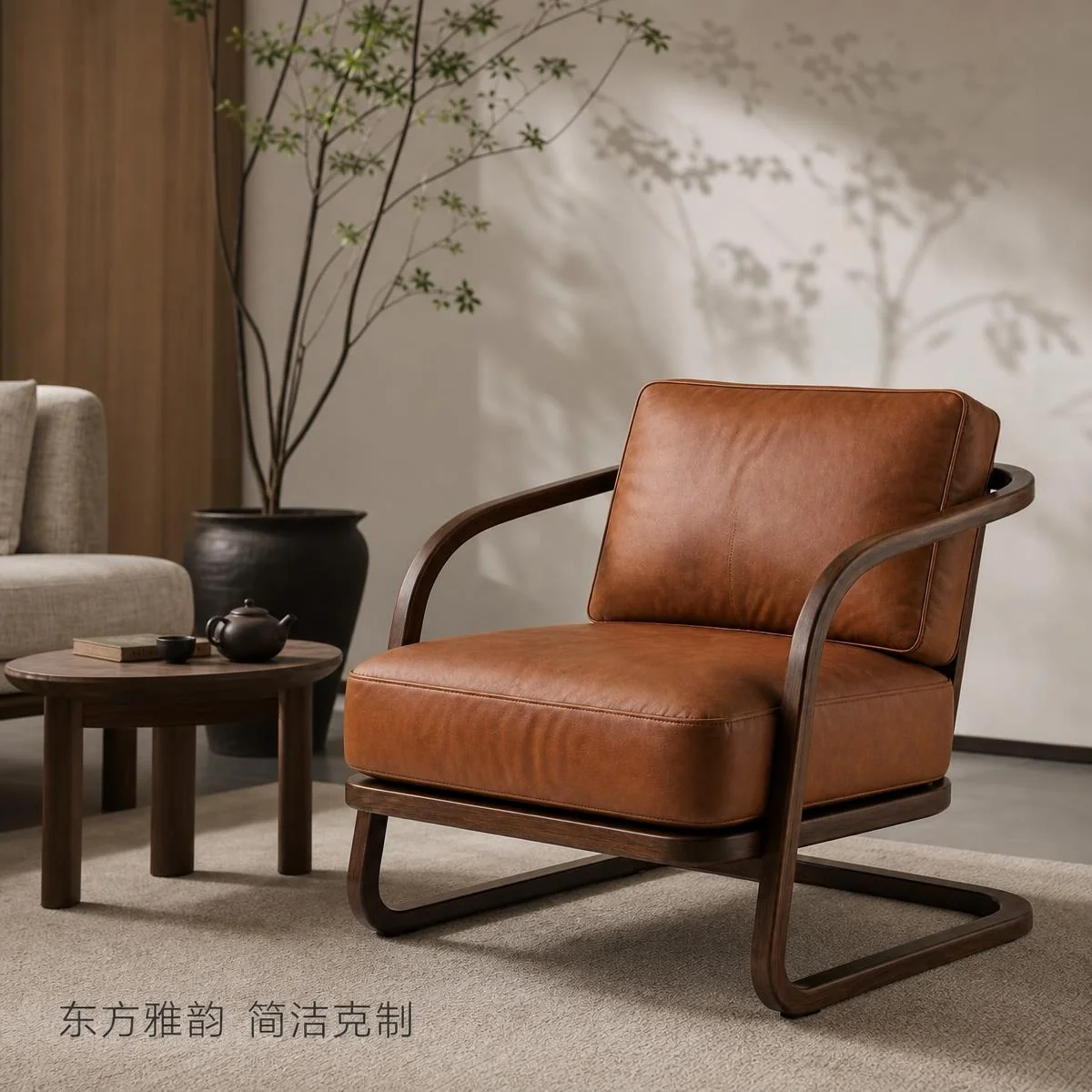 LOAFI MOXU 胡桃木真皮悬臂休闲椅 · 材质与工艺