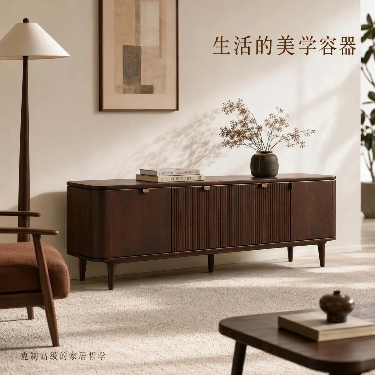 LOAFI RIVE 縦リブ扉 ロングサイドボード · 別アングル