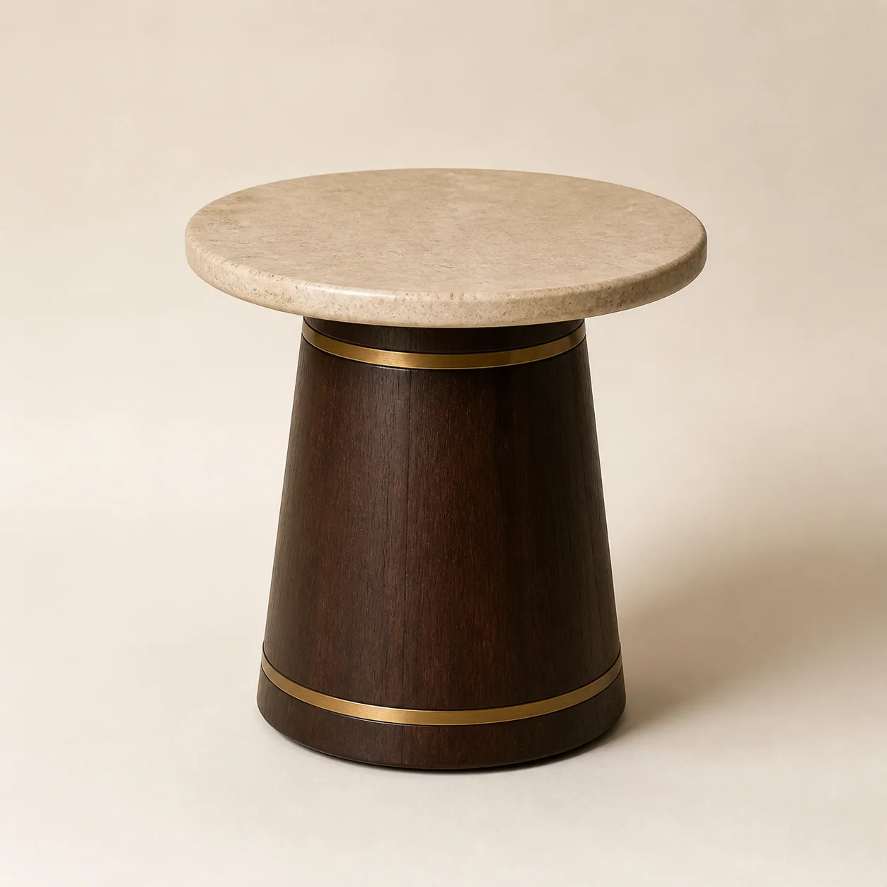 RIVE Side 01 Travertine Round Side Table